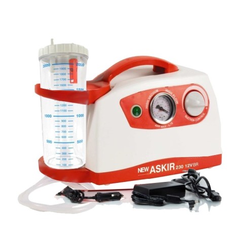 Aspiratore chirurgico new askir 230/12v br - con batteria - vaso 2 litri re 310211/01