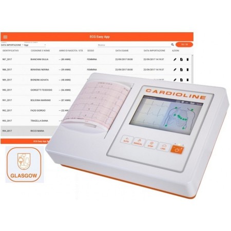 Elettrocardiografo touchscreen cardioline ecg100l + software pc easyapp + interpretazione glasgow