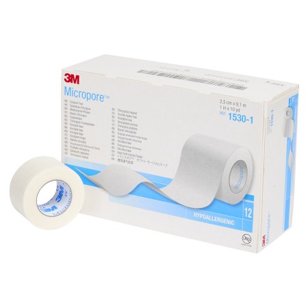 3m micropore 1530-1 cerotto di carta in rocchetto 2,5 cm x 9,14 m - 12 pz.