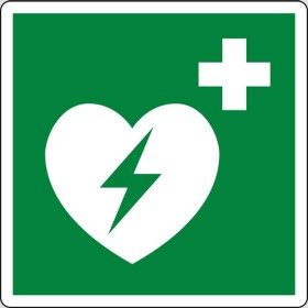 Tabliczka sygnalizatora aed przednia do defibrylatora, metalowa 25x25 cm