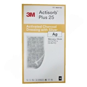 3m actisorb plus 25 medicazione al carbone attivo con argento, map190, 10.5 cm x 19 cm - 10 pz.
