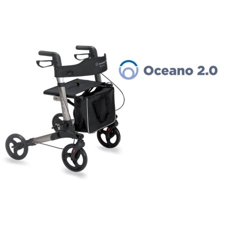 Rollator pieghevole in alluminio verniciato grigio - oceano 2.0