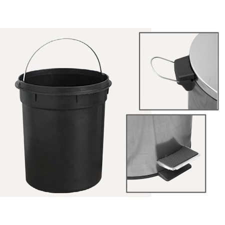 Cestino rifiuti inox aisi 410 30 litri con pedale - 1 pz.