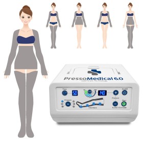 Pressoterapia pressomedical 6.0 complete con 2 gambali + kit slim body + 2 bracciali