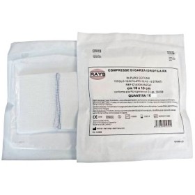 Sterile gefaltete mullkompresse aus baumwolle 10 x 10 cm 16 lagen - 10 stk.