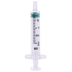 Seringue bd emerald 2 ml luer central slip sans aiguille - paquet de 100 pièces.