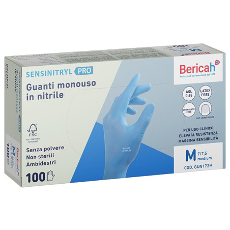 Guanti in nitrile sensinitryl pro senza polvere - 100 pz.