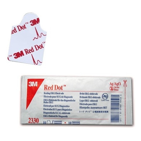 Elettrodi 3m red dot 2330 a francobollo per ecg 22x32 mm radiotrasparenti - conf. 100 pz.
