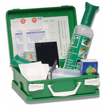 Cassetta di pronto soccorso a valigetta - kit lavaocchi - soluzione sterile per lavaggio oculare da 500 ml