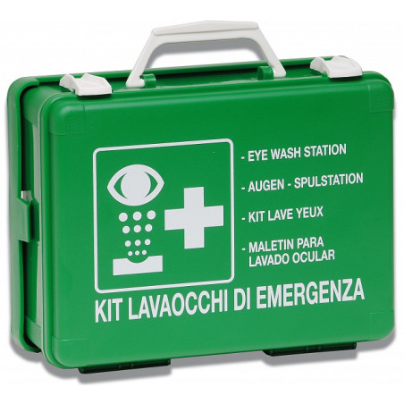 Cassetta di pronto soccorso a valigetta - kit lavaocchi - soluzione sterile per lavaggio oculare da 500 ml