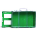 Valigetta plastica vuota 395x270x135 mm verde con coperchio trasparente