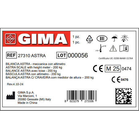 Bilancia meccanica astra con altimetro, portata 200 kg